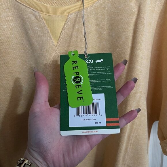 Toad&Co Womens NWT Polenta Heather Hemp Short Sleeve Couvert Sweatshirt Small - Picture 6 of 11